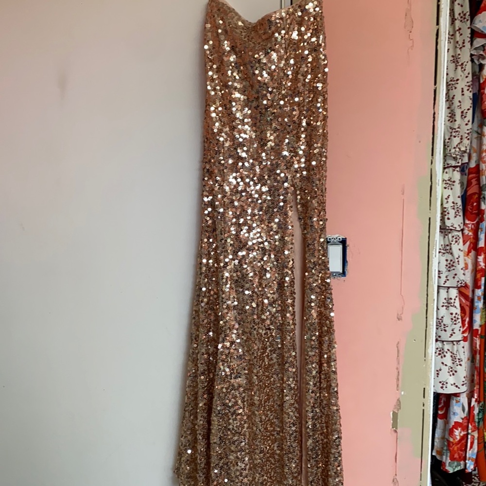 Rose gold maxi skirt